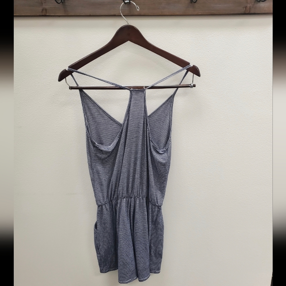 Rolla Coaster Navy and White Striped Romper - Picture 2 of 4